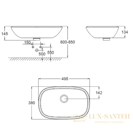 раковина накладная grohe eurostyle 39216000 495х380 мм, белый