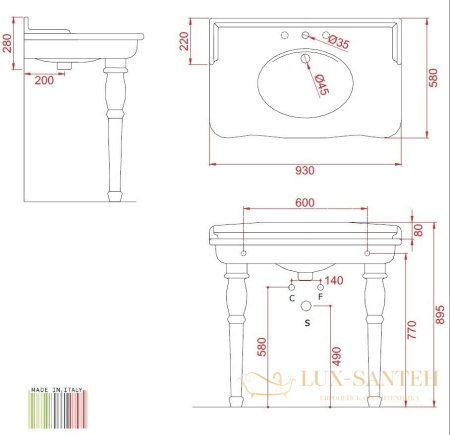 ножки для раковины artceram hermitage hec003 01 00, белый глянцевый