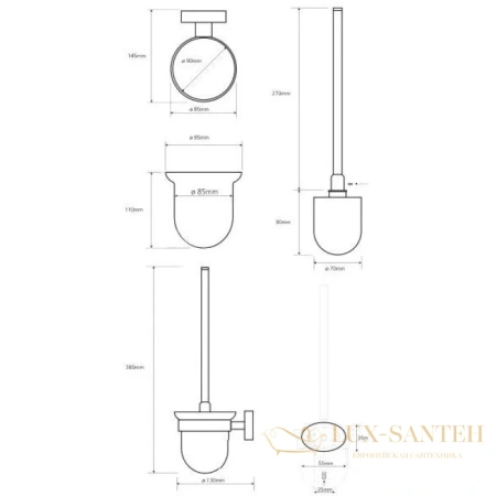 ерш подвесной bemeta oval 118413011, хром