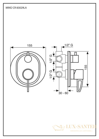 смеситель внутристенный emmevi minu 83029l/a/cr на 3 выхода, хром