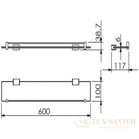 полка стеклянная langberger vico 11351e 60 см, хром