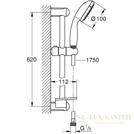 комплект смесителей grohe eurosmart cosmopolitan 1000179, для раковины, ванны с душевым гарнитуром