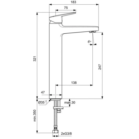 смеситель для раковины ideal standard ceraplan bd236aa без донного клапана, хром