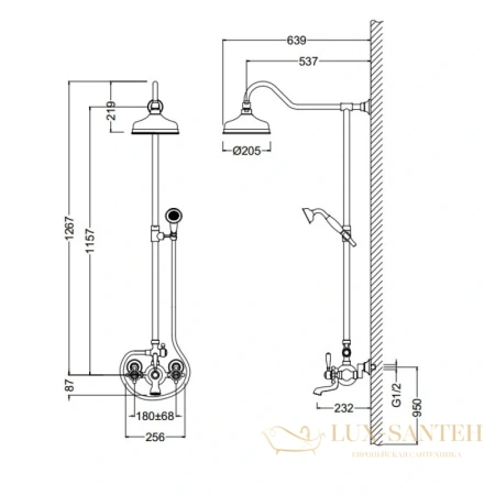 душевая система schein saine chrome 8053055 205 мм, хром