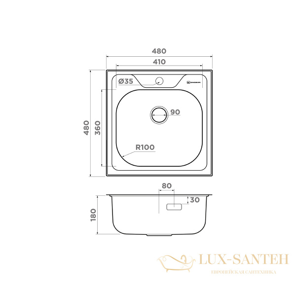 кухонная мойка omoikiri saru 48-in 4993833, нержавеющая сталь