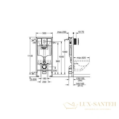 инсталляция для подвесного унитаза grohe rapid sl 38929000,4 в 1 комплект с панелью смыва хром