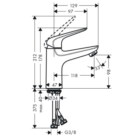 смеситель для раковины hansgrohe novus 71034000, хром