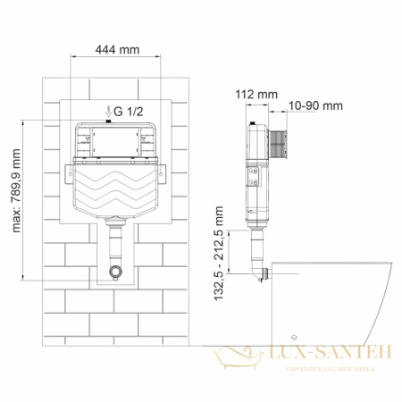 смывной бачок скрытого монтажа wasserkraft aller 10tlt.031.me.mg01 