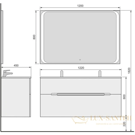 зеркало jorno modul mol.02.120/w 120х80 см 