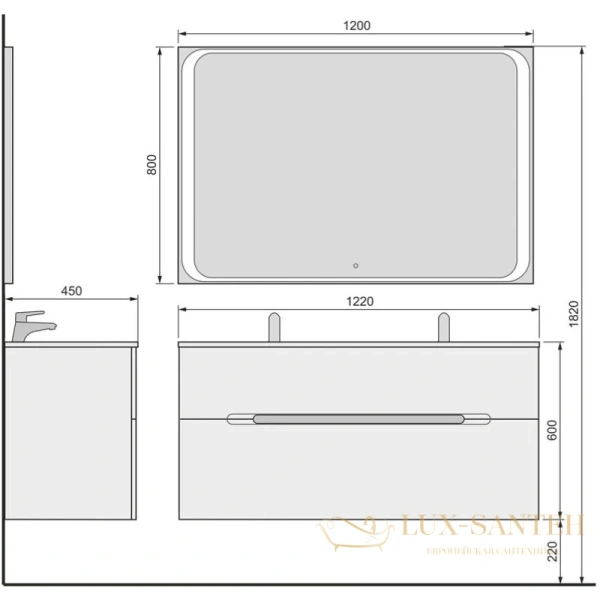 зеркало jorno modul mol.02.120/w 120х80 см 