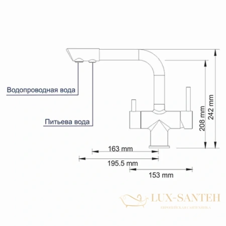 смеситель wasserkraft a8037 для кухни под фильтр, светлая бронза