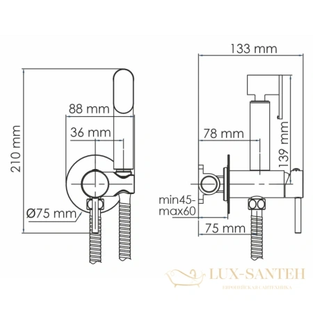 гигиенический комплект wasserkraft a70538, белый матовый