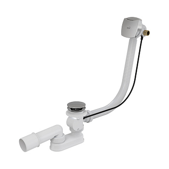 alcaplast сифон для ванны с напуском воды через перелив пластик/металл a564crm1