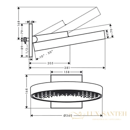 верхний душ hansgrohe rainfinity 26230700 с настенным креплением белый матовый