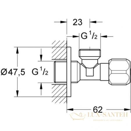 угловой вентиль 1/2"х1/2" grohe 2201600m, хром