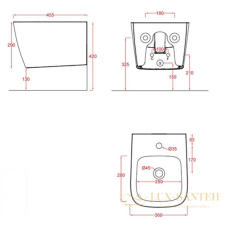 биде компакт artceram a16 mini asb003 01 00 подвесное, белый