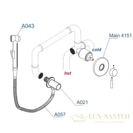 гигиенический комплект wasserkraft main a14157, хром