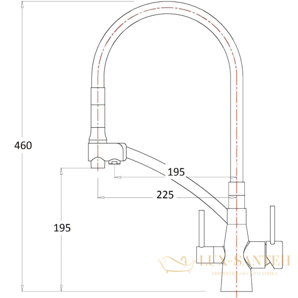 смеситель zorg sanitary zr338-8yf для кухни, хром/белый