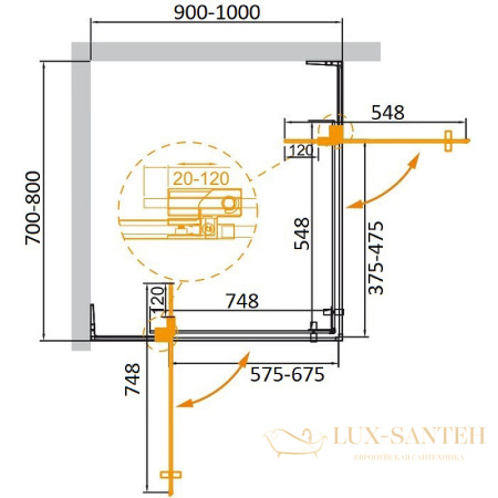 душевой уголок cezares slider slider-ah-2-70/80-90/100-br-nero 100x80 профиль черный матовый, стекло бронзовое