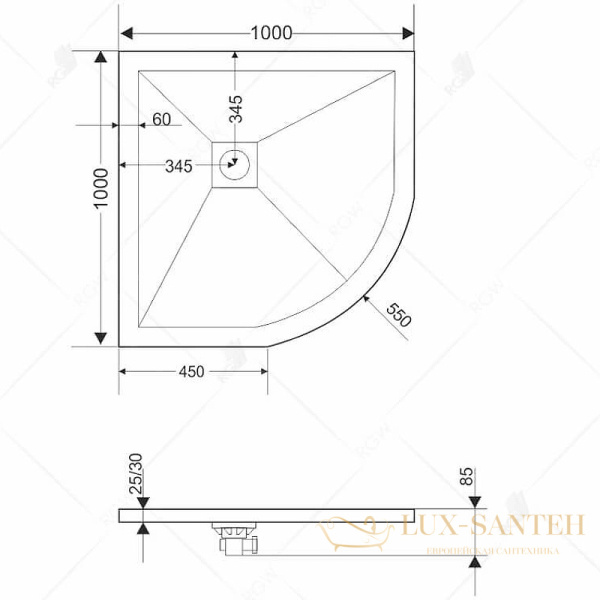 душевой поддон rgw stone tray 16153100-01 из искусственного камня st/r-0100w 100x100, белый