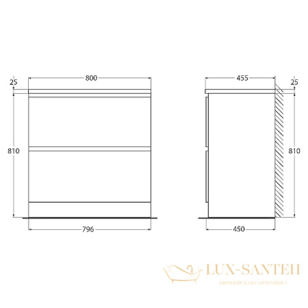 тумба под раковину belbagno albano albano-800-2c-pia-bl 80 см, bianco lucido