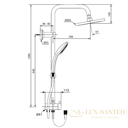 душевая система ideal standard idealrain eco a6281aa, хром