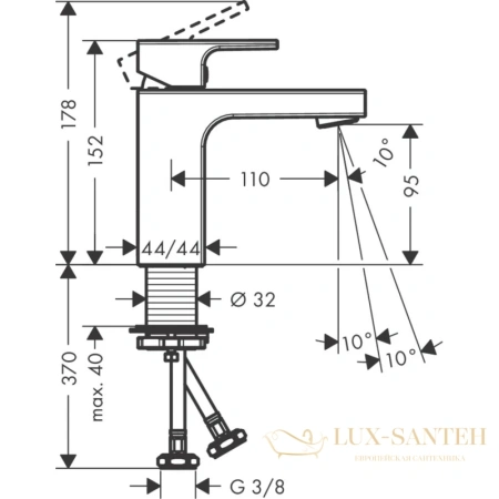 смеситель для раковины без сливного набора hansgrohe vernis shape 100 71569670 черный