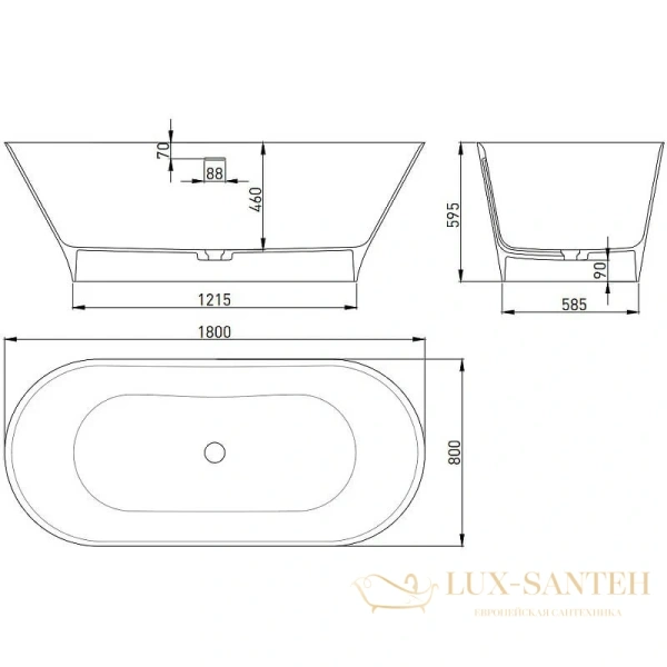 ванна salini mona 102921m s-stone 179x81.5 см, белый