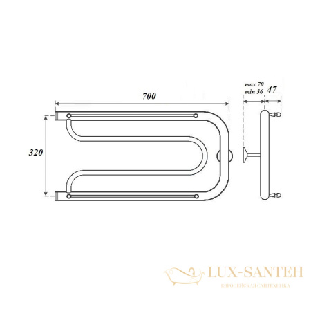 полотенцесушитель 320x700 водяной point pn21337p фокстрот с полкой, хром