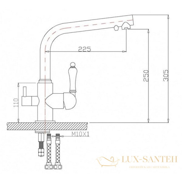 смеситель zorg clean water zr 313 yf-33 br для кухни, бронза