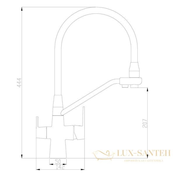 смеситель zorg steel hammer sh 903-8 cr для кухни, хром/белый