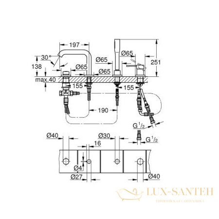 смеситель grohe essence 19578001 для ванны, хром