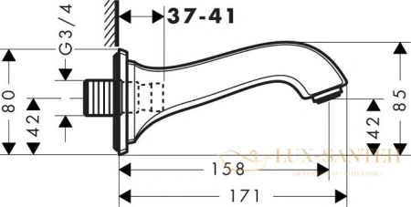 излив на ванну hansgrohe metropol 13425000 хром