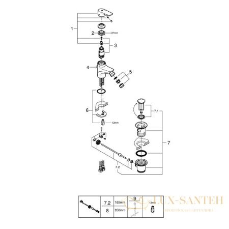 смеситель grohe bauflow 23754000 для биде, хром