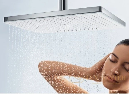 верхний душ hansgrohe rainmaker select 460 2jet 24004400 с потолочным подсоединением, белый/хром