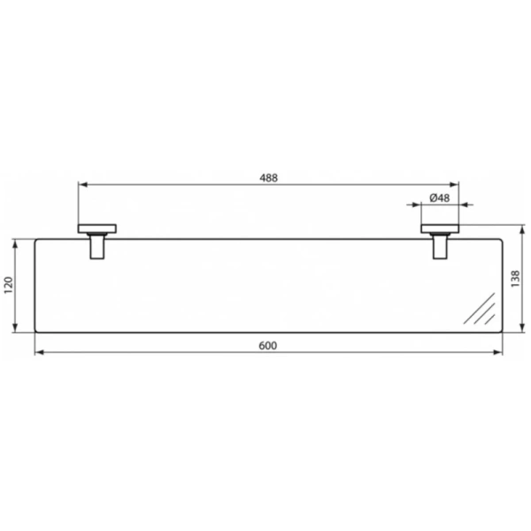 полка стеклянная ideal standard iom a9125aa 60 см, хром