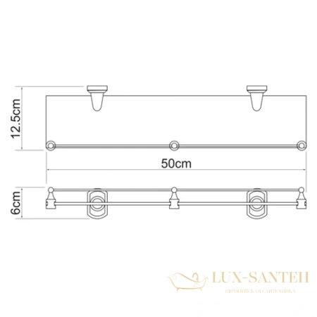 полка стеклянная wasserkraft oder k-3044 50 см, хром