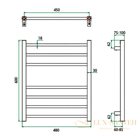 полотенцесушитель grota ecoclassik 48/60, хром