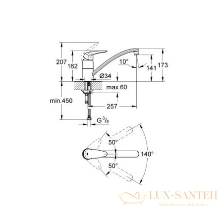 смеситель grohe eurodisc 33770001 для мойки, хром