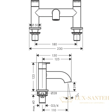 смеситель для ванны hansgrohe vernis blend 71442670, черный матовый