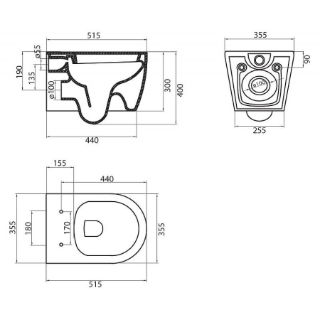 подвесной унитаз belbagno marino bb105chr/bb105sc с сиденьем микролифт, белый