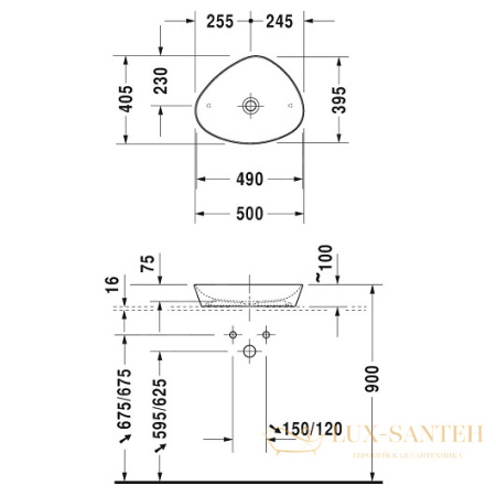 раковина накладная duravit cape cod 2339500000 500х405 мм, белый