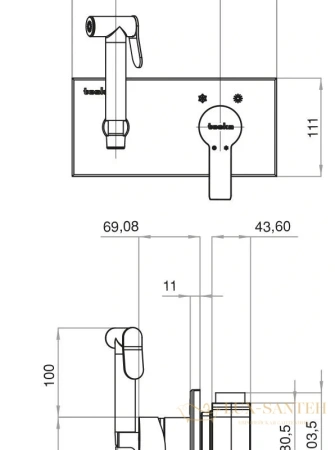 гигиенический комплект teska elsa btk6420b, хром/черный