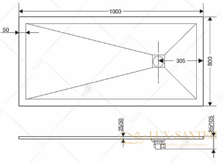 душевой поддон rgw stone tray 16152810-11 из искусственного камня st-tr 100x80, терракот