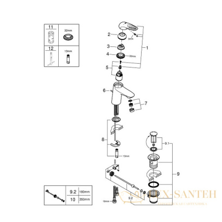 смеситель grohe eurostyle 23374ls3 для раковины, белый