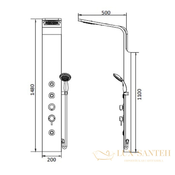 душевая панель rgw shower panels 21140106-14 sp-06 b, черный