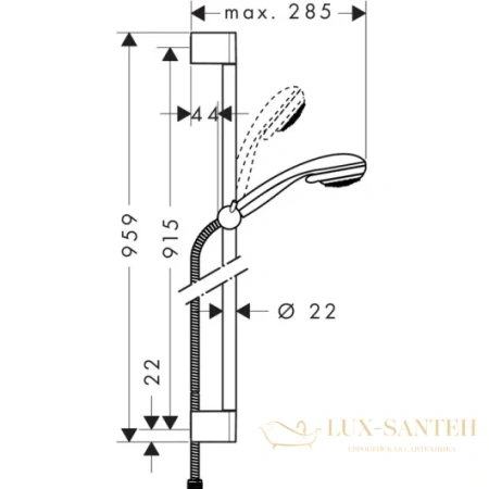 душевой гарнитур hansgrohe crometta 85 vario 27762000 unica crometta со штангой 90 см, хром