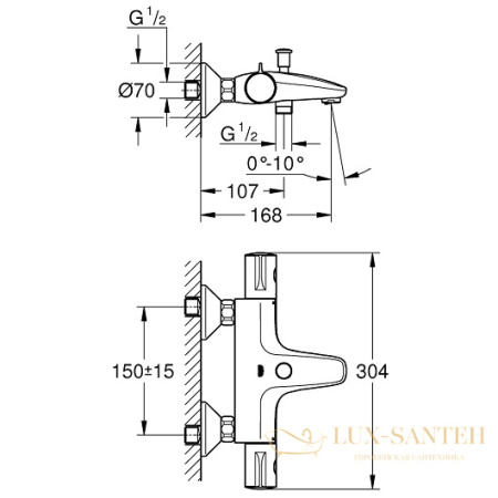 термостатический смеситель grohe grohtherm 800 34576000 для ванны, хром