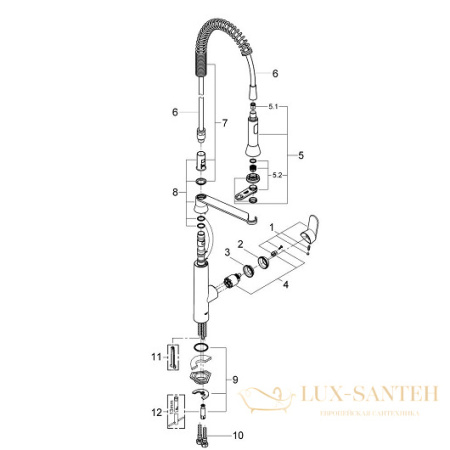 смеситель grohe k7 31379000 для мойки, хром