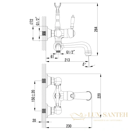 смеситель lemark villa lm4812b для ванны, хром